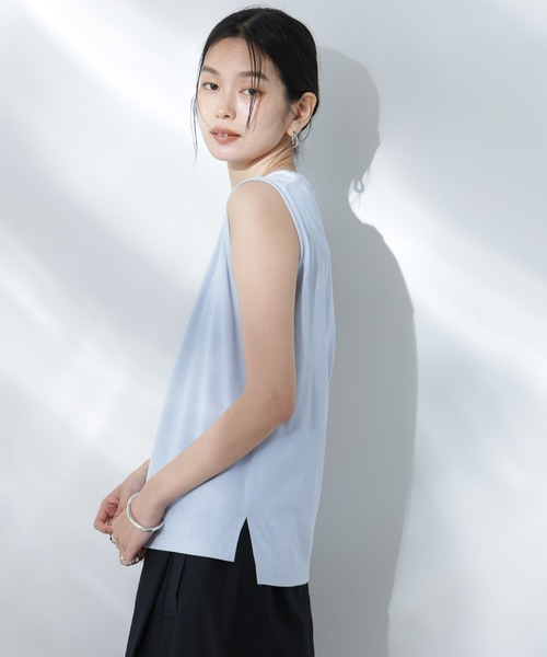 NANO universe（ナノユニバース）の「Anti Soaked(R) 汗染み防止カラフルノースリTシャツ（Tシャツ/カットソー・レディース・ライトイエロー/ライトピンク/サーモンピンク/ブルー/サックスブルー・S/M）」の8枚目の写真