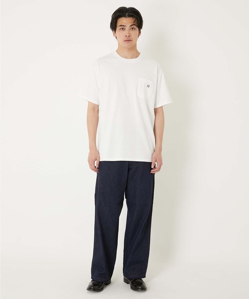 HOLLYWOOD RANCH MARKET(ハリウッドランチマーケット)の「Hエンブロイダリー ポケットショートスリーブTシャツ(Tシャツ/カットソー・メンズ・ネイビー/ブラック/ホワイト/ナチュラル・SMALL/MEDIUM/LARGE/X-LARGE)」の5枚目の写真