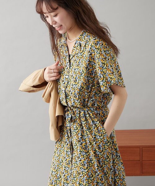 GEVACO（ゲバコ）の「【GEVACO】小花柄開襟ワンピース（ワンピース・レディース・イエロー/サックスブルー・ONE SIZE）」の14枚目の写真