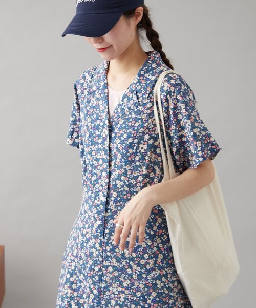 GEVACO（ゲバコ）の「【GEVACO】小花柄開襟ワンピース（ワンピース・レディース・イエロー/サックスブルー・ONE SIZE）」の17枚目の写真