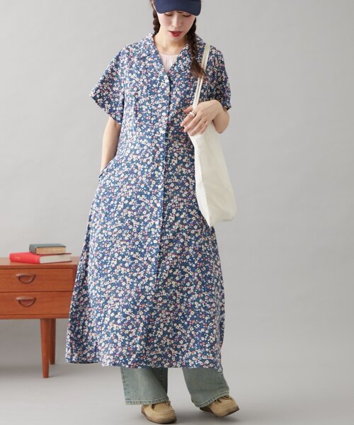 GEVACO（ゲバコ）の「【GEVACO】小花柄開襟ワンピース（ワンピース・レディース・イエロー/サックスブルー・ONE SIZE）」の21枚目の写真