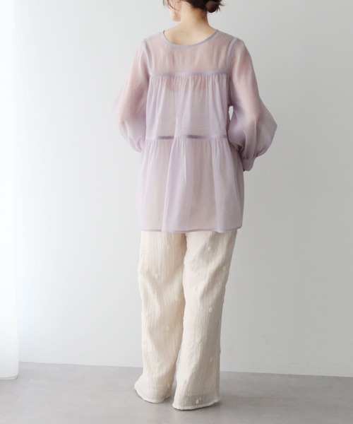 earth music&ecology（アースミュージックアンドエコロジー）の「フロントリボンシアーチュニック（チュニック・レディース・ライトベージュ/ブラック/ピンク・FREE）」の13枚目の写真