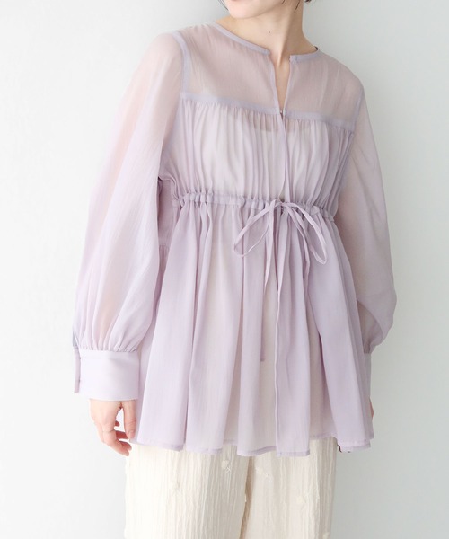 earth music&ecology（アースミュージックアンドエコロジー）の「フロントリボンシアーチュニック（チュニック・レディース・ライトベージュ/ブラック/ピンク・FREE）」の14枚目の写真