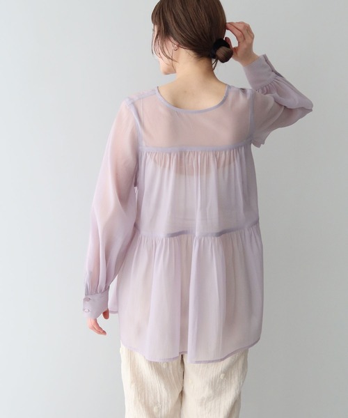 earth music&ecology（アースミュージックアンドエコロジー）の「フロントリボンシアーチュニック（チュニック・レディース・ライトベージュ/ブラック/ピンク・FREE）」の11枚目の写真