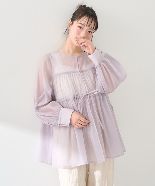 earth music&ecology（アースミュージックアンドエコロジー）の「フロントリボンシアーチュニック（チュニック・レディース・ライトベージュ/ブラック/ピンク・FREE）」の20枚目の写真