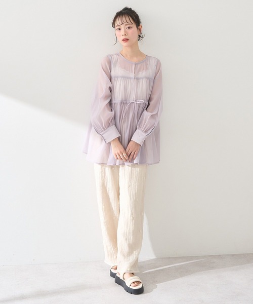 earth music&ecology（アースミュージックアンドエコロジー）の「フロントリボンシアーチュニック（チュニック・レディース・ライトベージュ/ブラック/ピンク・FREE）」の22枚目の写真