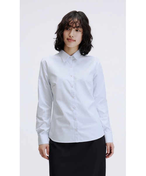 AOYAMA(アオヤマ)の「【透けないブラウス】透けない!レギュラーカラーシャツ/サックスブルー/無地/長袖|通勤&オフィス&入卒&セレモニー&オケージョン|形態安定・ストレッチ・UVカット・消臭・大きいサイズあり|(ビジネスシャツ・レディース・サックスブルー・9号/11号/21号/15号/7号/19号/17号/5号/13号)」の12枚目の写真
