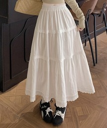 レトロ レースフリルティアードスカート