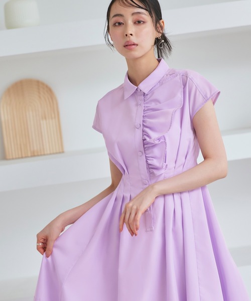 とはに　ノワール ケイ ニノミヤ　フリル付きライトブルーシャツワンピース とはに様専用 ノワール ケイ ニノミヤ フリル付きライトブルーシャツ