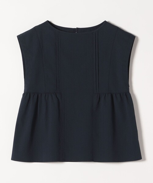 SHIPS for women / シップスウィメン quaranciel:〈洗濯機可能〉ミニサッカー タックギャザー フレンチスリーブ ブラウス セール】quaranciel:〈洗濯機可能〉ミニサッカー タックギャザー