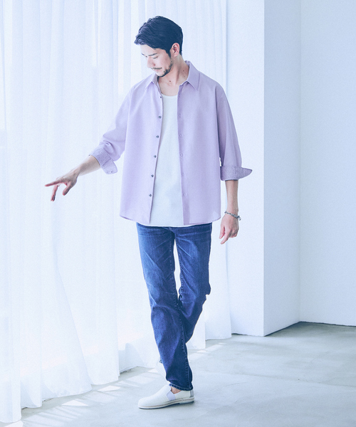 ABAHOUSE GRAY(アバハウスグレイ)の「【リネンタッチ】7分袖シャツ(シャツ/ブラウス・メンズ・ホワイト/パープル/ブラック/サックスブルー/モカ/セージグリーン・46/48/50)」の20枚目の写真