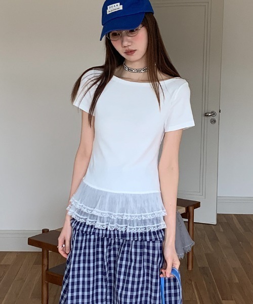 Vipoa(ヴィポア)の「フリルドッキングTee(Tシャツ/カットソー・レディース・グレー/ホワイト/ブラック・FREE)」の10枚目の写真