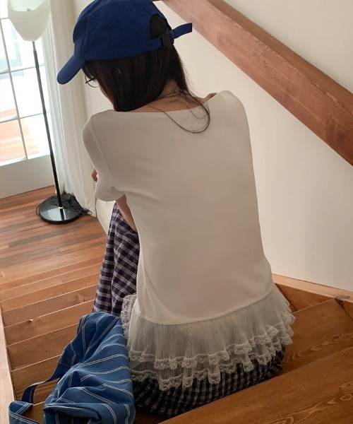 Vipoa(ヴィポア)の「フリルドッキングTee(Tシャツ/カットソー・レディース・グレー/ホワイト/ブラック・FREE)」の11枚目の写真
