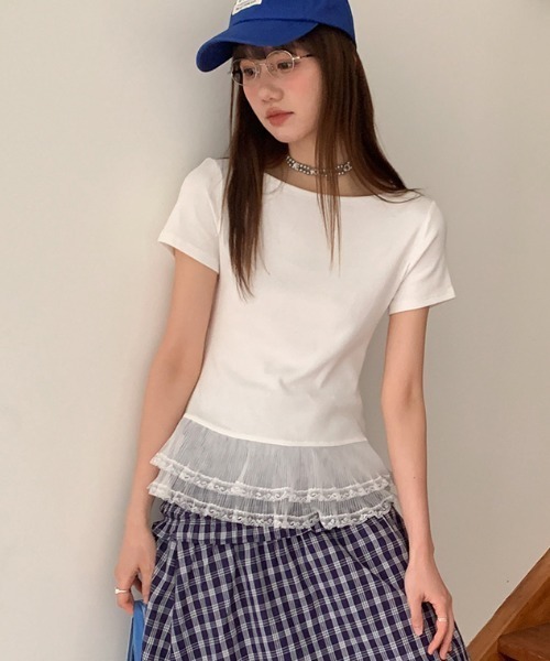 Vipoa(ヴィポア)の「フリルドッキングTee(Tシャツ/カットソー・レディース・グレー/ホワイト/ブラック・FREE)」の14枚目の写真