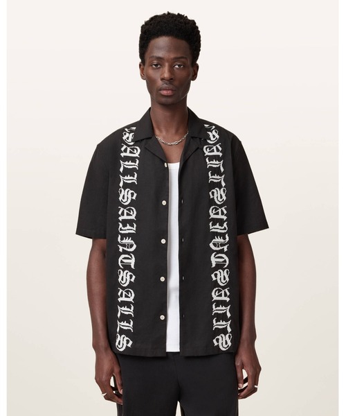 ALLSAINTS(オールセインツ)の「SCRIPTURE SHORT SLEEVE TEXTURED SHIRT | SCRIPTURE 半袖 テクスチャード シャツ(シャツ/ブラウス・メンズ・ブラック・XS/S/M/L)」の1枚目の写真