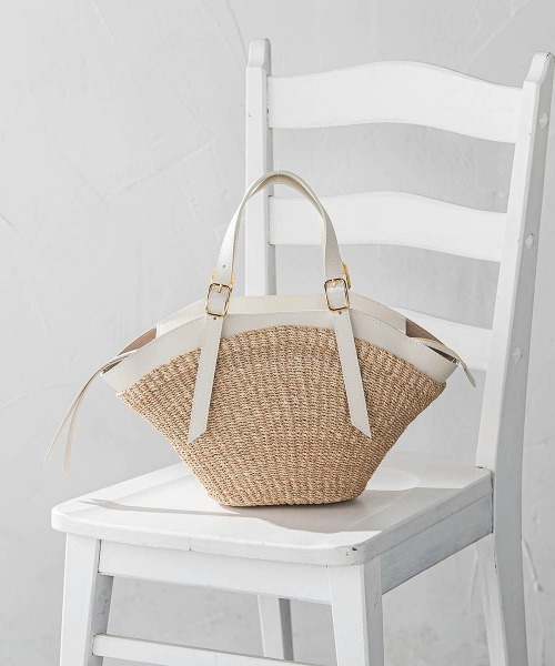 VIOLAd'ORO(ヴィオラドーロ)の「【VIOLAd'ORO】アバカレザーカゴバッグ MIRO/ V-8844(かごバッグ・レディース・ホワイト系その他/ブラック系その他・FREE)」の13枚目の写真