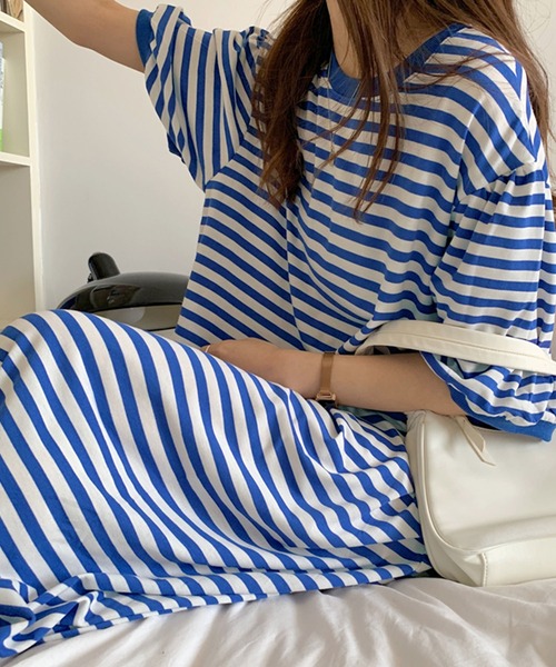 Kuroba(クロバ)の「ボーダー柄Tシャツロングワンピース(ワンピース・レディース・ブルー/ブラック・S/L/M)」の20枚目の写真