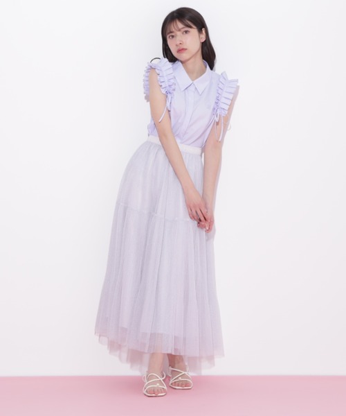 JILL by JILL STUART(ジルバイジルスチュアート)の「◇ボリュームティアードチュールスカート(スカート・レディース・ホワイト/ブルー/グレー系その他/ピンク・FREE)」の2枚目の写真