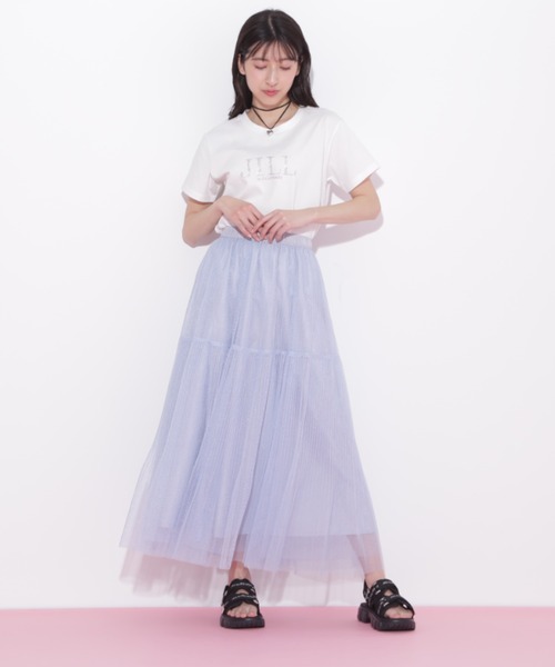 JILL by JILL STUART(ジルバイジルスチュアート)の「◇ボリュームティアードチュールスカート(スカート・レディース・ホワイト/ブルー/グレー系その他/ピンク・FREE)」の4枚目の写真