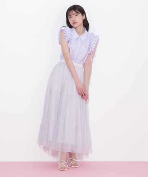 JILLSTUART 春 ロングスカート チュール カーディガン ピンク