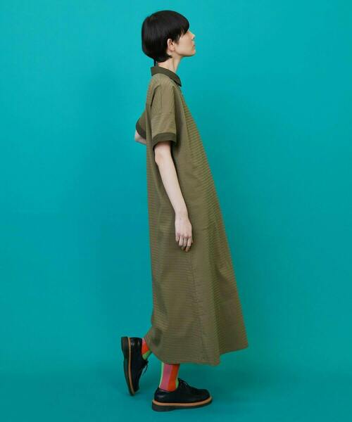 FRAPBOIS（フラボア）の「ボーダーサッカー ワンピース（ワンピース・レディース・ブラック/カーキ・0/1）」の5枚目の写真