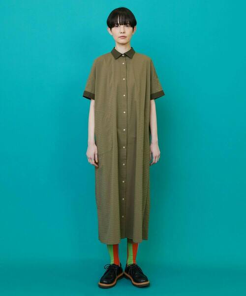 FRAPBOIS（フラボア）の「ボーダーサッカー ワンピース（ワンピース・レディース・ブラック/カーキ・0/1）」の9枚目の写真