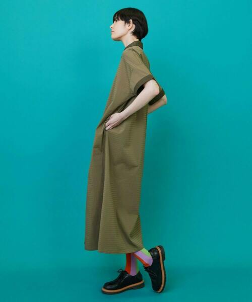 FRAPBOIS（フラボア）の「ボーダーサッカー ワンピース（ワンピース・レディース・ブラック/カーキ・0/1）」の11枚目の写真