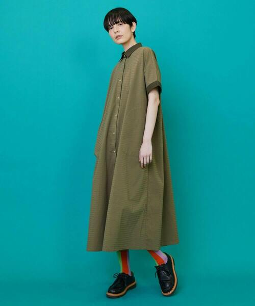 FRAPBOIS（フラボア）の「ボーダーサッカー ワンピース（ワンピース・レディース・ブラック/カーキ・0/1）」の12枚目の写真