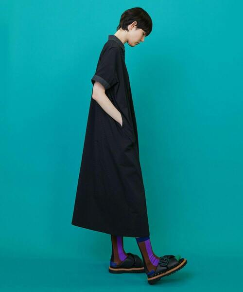 FRAPBOIS（フラボア）の「ボーダーサッカー ワンピース（ワンピース・レディース・ブラック/カーキ・0/1）」の13枚目の写真