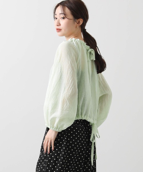 BEARDSLEY　ビアズリー　花更紗ギャザーブラウス　前後2WAY　グリーン 人気完売品✨ビアズリー花更紗ギャザーブラウス前後2wayグリーンゆったり