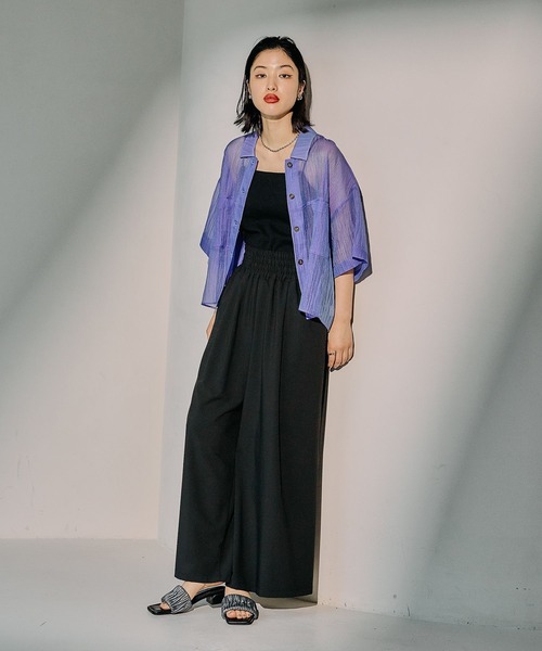 LEPSIM（レプシィム）の「スラックスギャザーWフレアパンツ　290494（その他パンツ・レディース・ブラック/グレー/ネイビー/グレイッシュベージュ・FREE）」の8枚目の写真