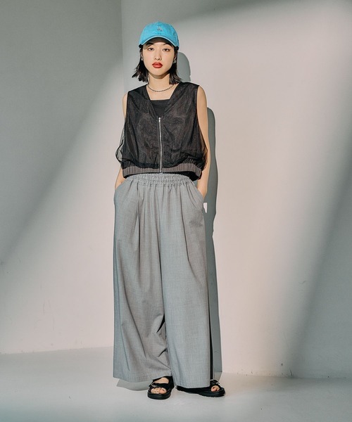 美品】LEPSIM パンツスーツ セットアップ ノーカラー M ネイビー