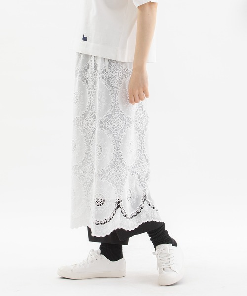 nop de nod（ノップドゥノッド）の「刺繍レーススカート（スカート・レディース・ブラック/オフホワイト・3）」の16枚目の写真