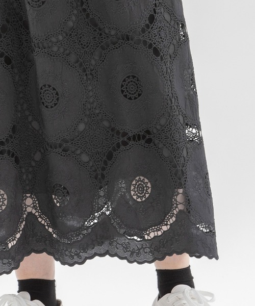 nop de nod（ノップドゥノッド）の「刺繍レーススカート（スカート・レディース・ブラック/オフホワイト・3）」の8枚目の写真