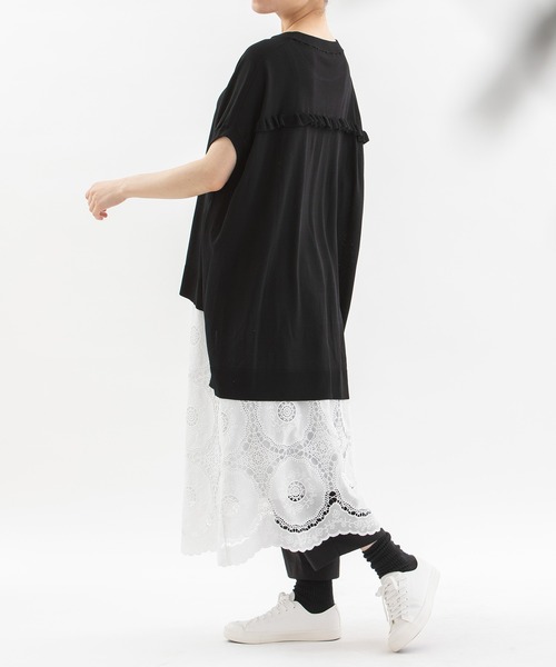 nop de nod（ノップドゥノッド）の「刺繍レーススカート（スカート・レディース・ブラック/オフホワイト・3）」の6枚目の写真
