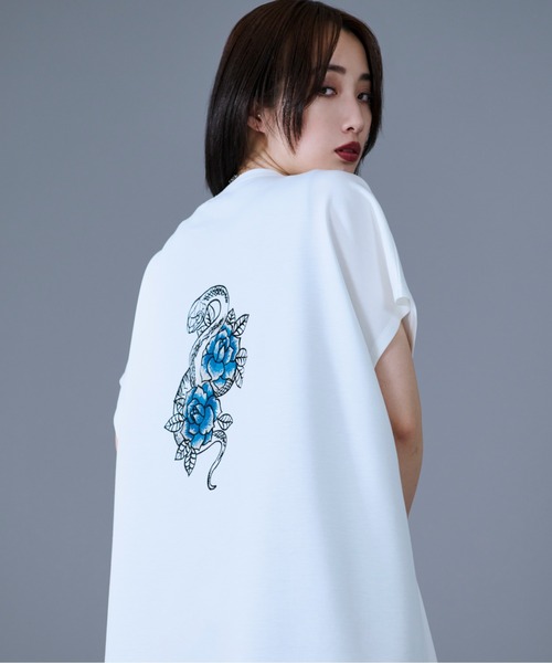 Ellno Loset（エルノロゼット）の「スネーク刺繍ノースリーブTシャツ（Tシャツ/カットソー・メンズ・オフホワイト/ブラック・SMALL/MEDIUM/LARGE）」の6枚目の写真