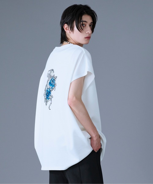 Ellno Loset（エルノロゼット）の「スネーク刺繍ノースリーブTシャツ（Tシャツ/カットソー・メンズ・オフホワイト/ブラック・SMALL/MEDIUM/LARGE）」の15枚目の写真