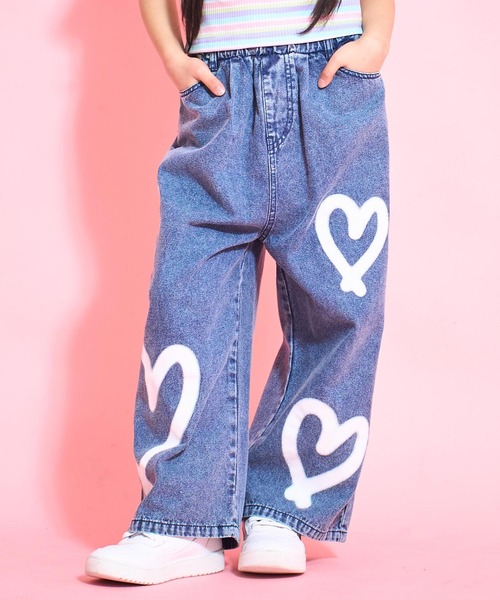 セール】ハートペイントデニムワイドパンツ（デニムパンツ）｜ANAP