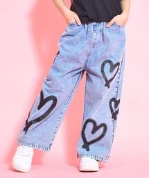 ハートペイントデニムワイドパンツ