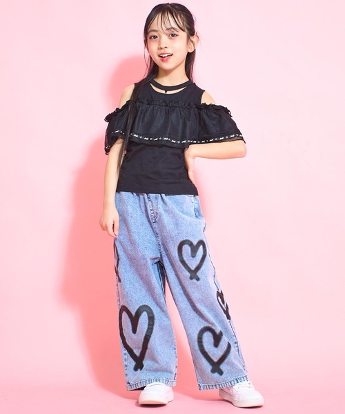 ♡ページ セール】ハートペイントデニムワイドパンツ（デニムパンツ）｜ANAP