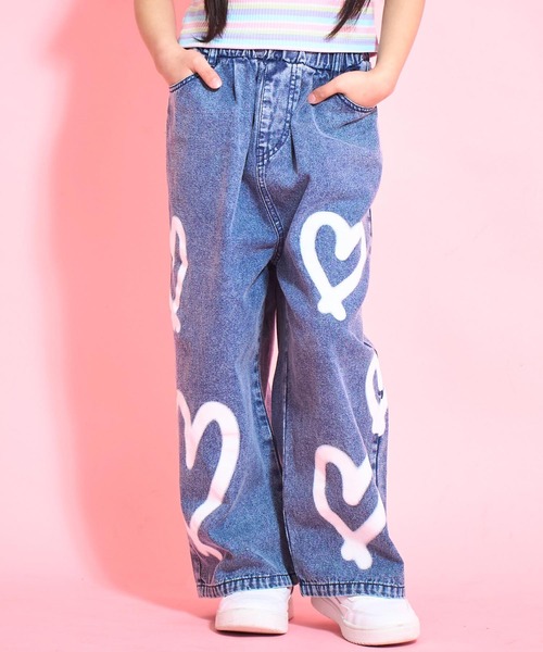 ANAP kids(アナップキッズ)の「ハートペイントデニムワイドパンツ(デニムパンツ・キッズ・ブルー/ライトブルー・120cm/110cm/130cm)」の8枚目の写真