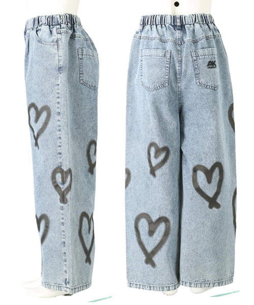 セール】ハートペイントデニムワイドパンツ（デニムパンツ）｜ANAP