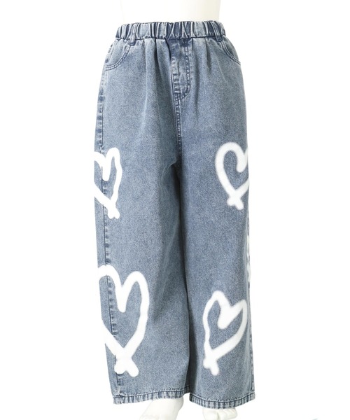 ♡ページ セール】ハートペイントデニムワイドパンツ（デニムパンツ）｜ANAP