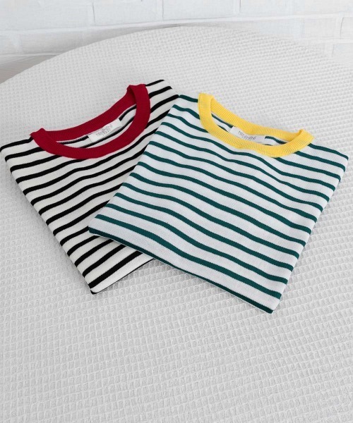 tシャツ Border knit tops　　ボーダーニットトップス レディース BLACK BY MOUSSY | border knit tops (タンクトップ ) |SHEL