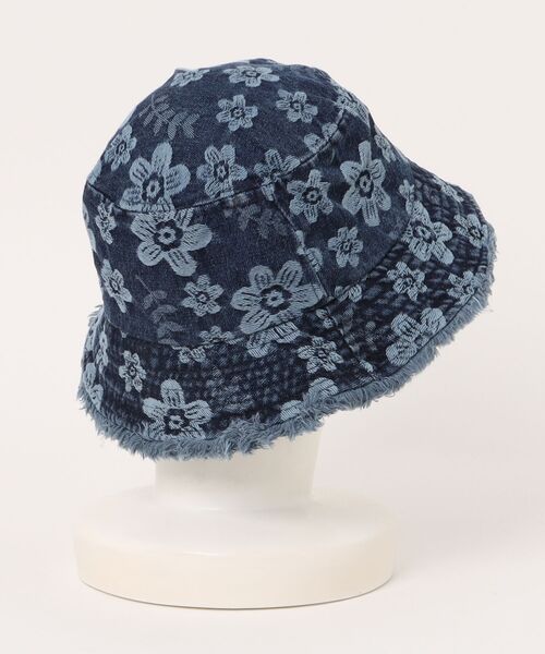 anap mimpi（アナップミンピ）の「フラワー柄 デニム フリンジ バケット ハット（ハット・レディース・インディゴブルー/ライトブルー・FREE）」の3枚目の写真
