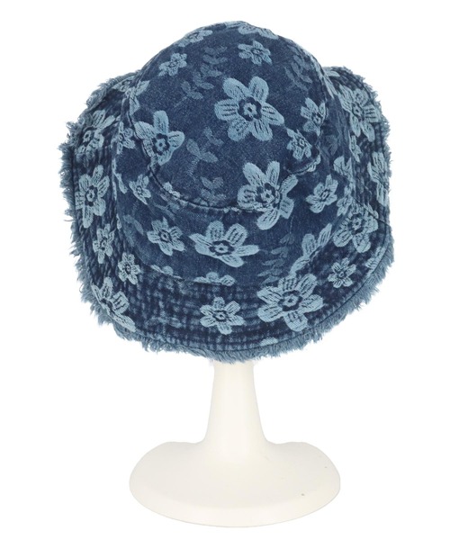 anap mimpi（アナップミンピ）の「フラワー柄 デニム フリンジ バケット ハット（ハット・レディース・インディゴブルー/ライトブルー・FREE）」の5枚目の写真