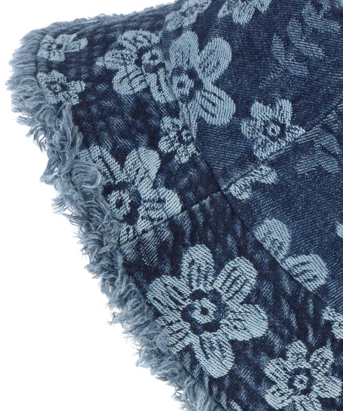 anap mimpi（アナップミンピ）の「フラワー柄 デニム フリンジ バケット ハット（ハット・レディース・インディゴブルー/ライトブルー・FREE）」の7枚目の写真