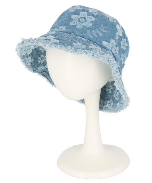 anap mimpi（アナップミンピ）の「フラワー柄 デニム フリンジ バケット ハット（ハット・レディース・インディゴブルー/ライトブルー・FREE）」の8枚目の写真