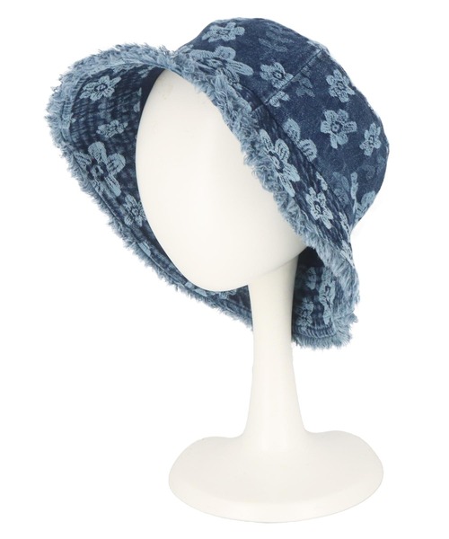 anap mimpi（アナップミンピ）の「フラワー柄 デニム フリンジ バケット ハット（ハット・レディース・インディゴブルー/ライトブルー・FREE）」の9枚目の写真