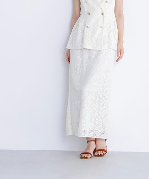 NATURAL BEAUTY BASIC（ナチュラルビューティーベーシック）の「◇メッシュレース SETUP ナロースカート（スカート・レディース・ダークブラウン/オフホワイト/ブラック・SMALL/MEDIUM）」の15枚目の写真